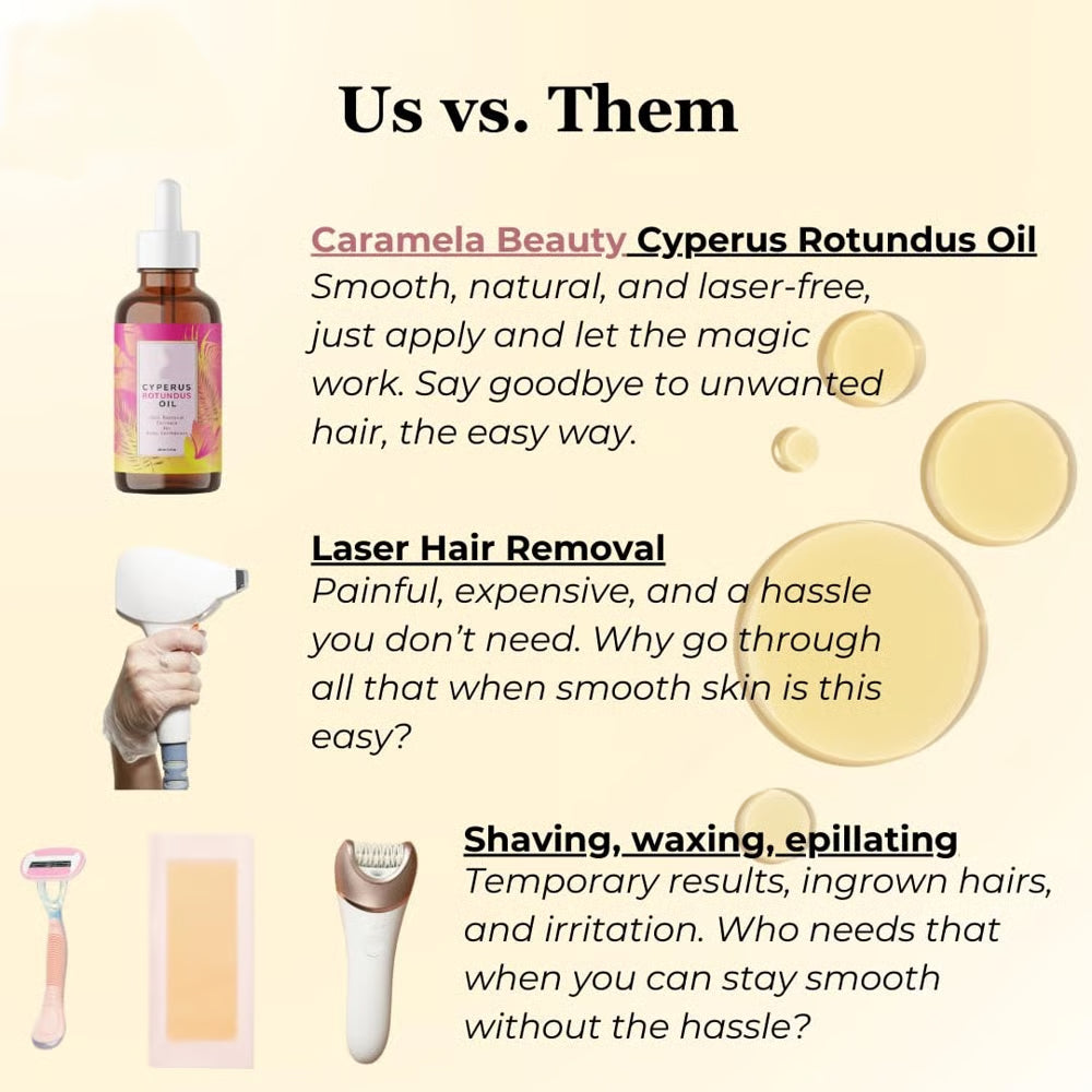 🔥Only $13.99 Last Day Promotion!⭐-💥Caramela Beauty Cyperus Rotundus Oil for Natural Permanent Hair Reduction