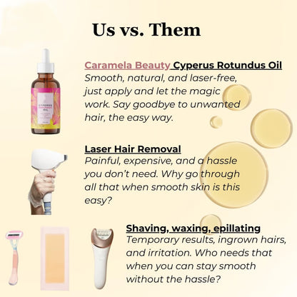 🔥Only $13.99 Last Day Promotion!⭐-💥Caramela Beauty Cyperus Rotundus Oil for Natural Permanent Hair Reduction