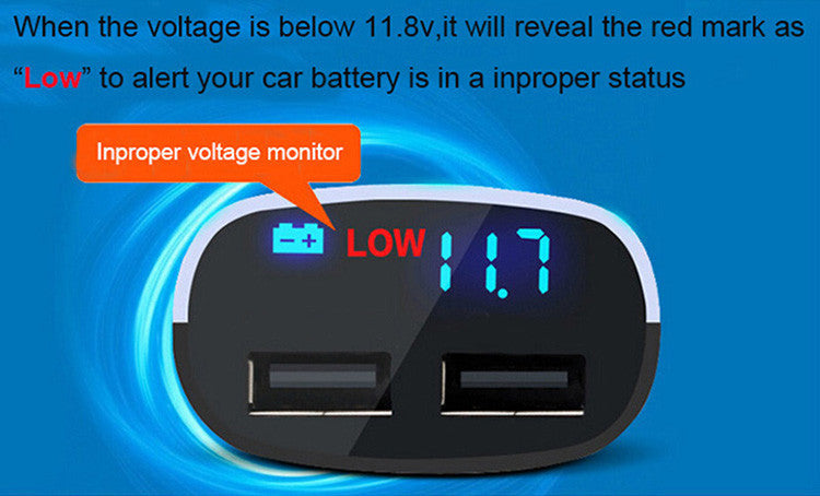 Fast Dual USB Smart Car Mobile Phone Charger LED Digital Display