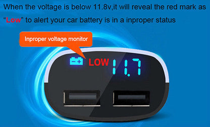 Fast Dual USB Smart Car Mobile Phone Charger LED Digital Display