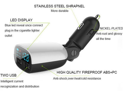 Fast Dual USB Smart Car Mobile Phone Charger LED Digital Display